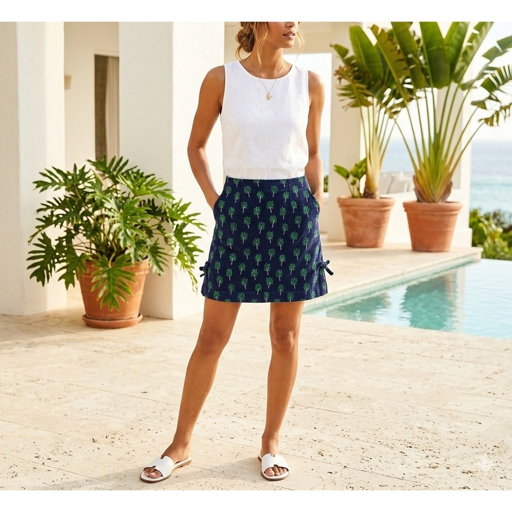 Preppy Resort Core‎ Coastal Grandma Lilly Pulitzer Sz 6 Palm Tree Print Skirt